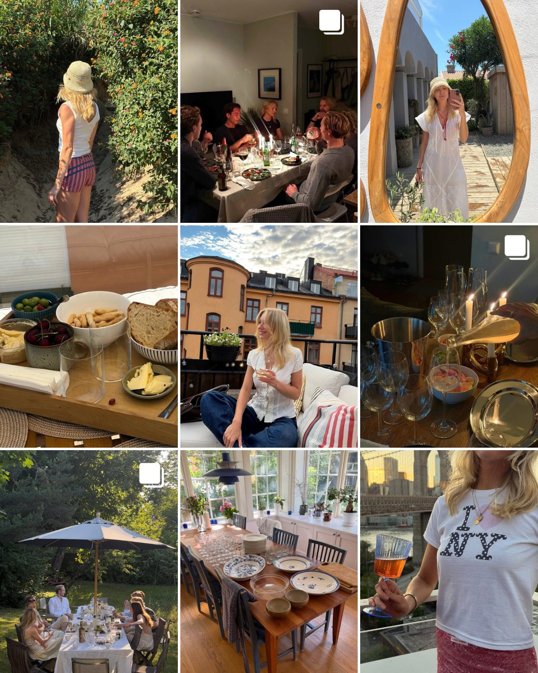 Grid of Instagram posts about hosting and gathering in Stockholm